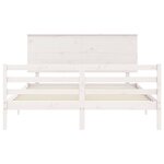 vidaXL Cadre de lit avec tête de lit blanc King Size bois massif