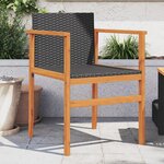 vidaXL Chaises de jardin lot de 2 noir résine tressée et bois massif