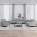 vidaXL Ensemble de canapés 3 Pièces avec coussins Gris clair Tissu