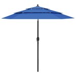 vidaXL Parasol de jardin à 3 niveaux avec mât en aluminium bleu azuré