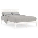vidaXL Cadre de lit Blanc Bois massif 135x190 cm Double
