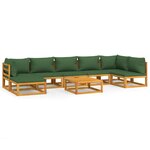 vidaXL Salon de jardin 8 Pièces avec coussins vert bois massif