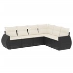 vidaXL Salon de jardin 6 Pièces avec coussins noir résine tressée