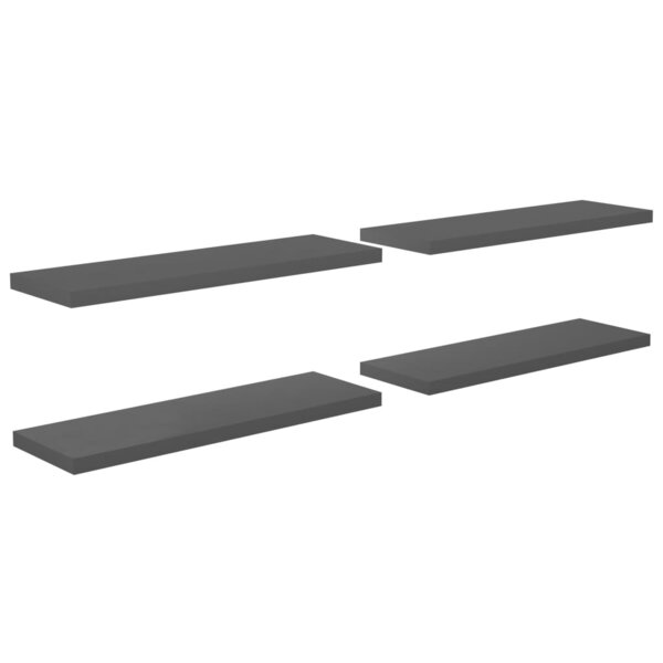 vidaXL Étagères murales flottantes 4 Pièces gris brillant 120x23 5x3 8 cm