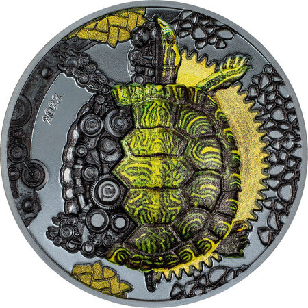 Pièce de monnaie en Argent 2000 Togrog g 93.3 (3 oz) Millésime 2022 Clockwork Evolution MECHANICAL TURTLE