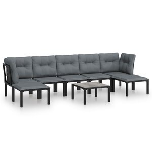 vidaXL Salon de jardin 8 Pièces noir et gris résine tressée