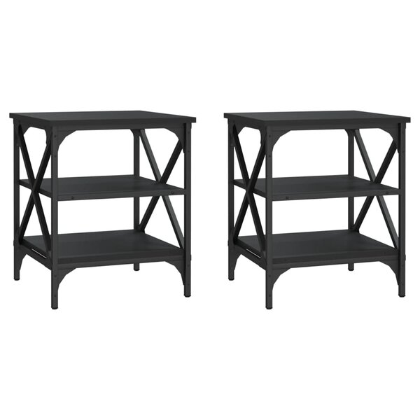 vidaXL Tables d'appoint 2 Pièces Noir 40x42x50 cm Bois d’ingénierie