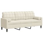vidaXL Canapé 3 places avec oreillers décoratifs crème 180 cm velours