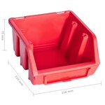 vidaXL Kit de bacs de stockage et panneaux muraux 39 Pièces Rouge et noir