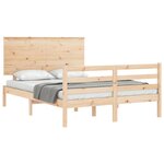 vidaXL Cadre de lit avec tête de lit 120x200 cm bois massif