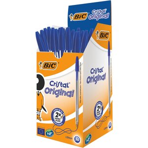 Stylo bille CRISTAL Rechargeable Pointe Moyenne Bleu x 50 BIC