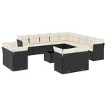 vidaXL Salon de jardin avec coussins 14 Pièces noir résine tressée