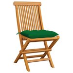 vidaXL Chaises de jardin et coussins vert lot de 6 Bois de teck massif