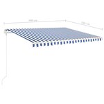 vidaXL Auvent manuel rétractable avec poteaux 4x3 5 m Bleu et blanc