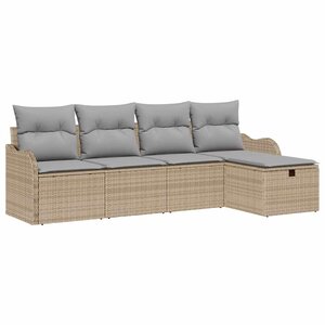 vidaXL Ensemble de canapé de jardin 5 Pièces Beige Poly rotin