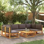 vidaXL Salon de jardin avec coussins 7 Pièces bois massif d'acacia