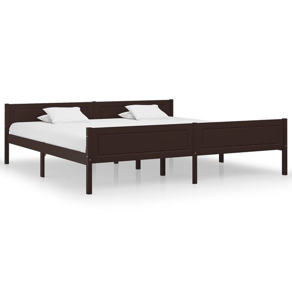 vidaXL Cadre de lit Bois de pin massif Marron foncé 200x200 cm