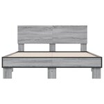 vidaXL Cadre de lit sonoma gris 120x190 cm bois d'ingénierie et métal