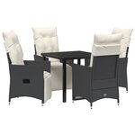 vidaXL Ensemble de salle à manger de jardin 5 pièces avec coussins en rattan poly noir