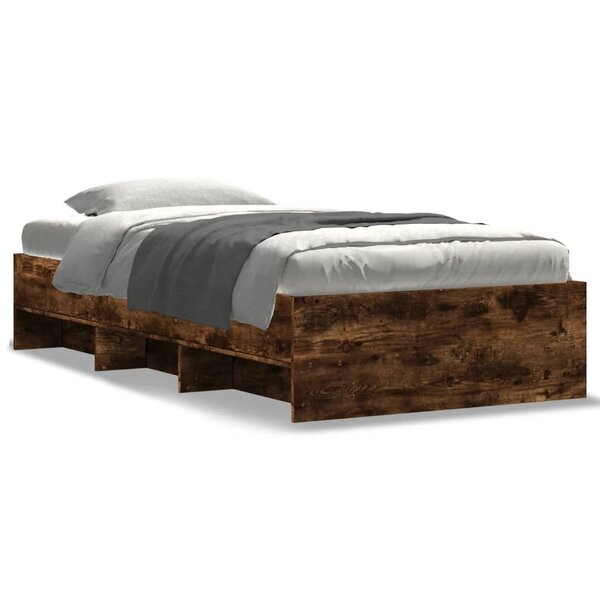 vidaXL Cadre de lit sans matelas chêne fumé 90x190cm bois d'ingénierie