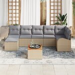 vidaXL Ensemble de 8 pièces de canapés de jardin avec coussins beige en rotin poly