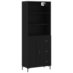 vidaXL Buffet haut Noir 69 5x34x180 cm Bois d'ingénierie