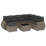 vidaXL Salon de jardin 8 Pièces avec coussins gris résine tressée