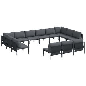 vidaXL Ensemble de canapé de jardin avec coussin 13 Pièces Noir Acier