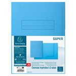 Paquet De 50 Chemises Imprimées 2 Rabats Super 210 - 24x32cm - Bleu Clair - X 5 - Exacompta