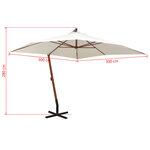 vidaXL Parasol 300 x 300 cm Poteau en bois Blanc