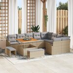 vidaXL 12 pièces Ensemble de canapé de jardin avec coussins beiges poly rattan acacia
