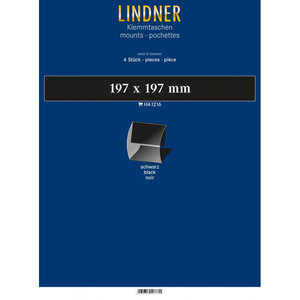 Bandes Klemmfix double soudure 197 x 197 mm pour blocs de timbres. Fond - Noir