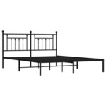 vidaXL Cadre de lit métal avec tête de lit noir 183x213 cm