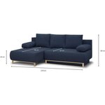 Canapé d'angle gauche convertible MIKA 3 places - Tissu bleu foncé - Coffre de rangement - 218 x 98/145 x 84 cm
