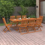 vidaXL Mobilier à dîner de jardin 9 Pièces Bois d'acacia massif