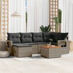vidaXL Salon de jardin avec coussins 7 Pièces gris résine tressée