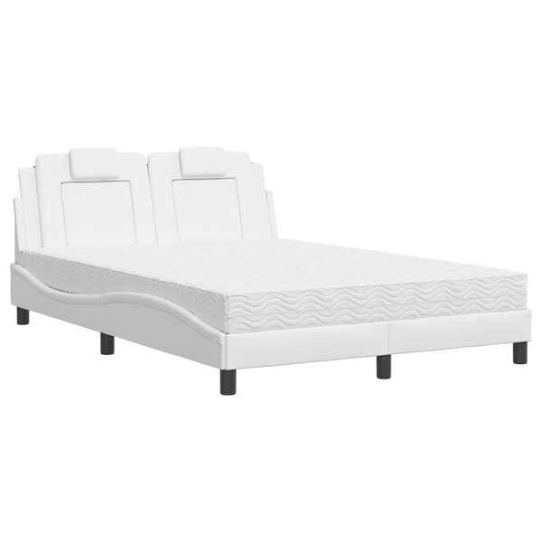 vidaXL Lit avec matelas blanc 120x200 cm similicuir