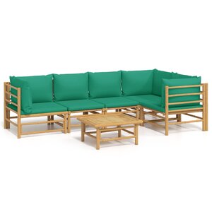 vidaXL Salon de jardin 6 Pièces avec coussins vert bambou