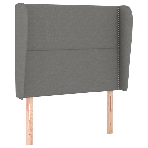 vidaXL Tête de lit avec oreilles Gris foncé 93x23x118/128 cm Tissu