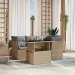 vidaXL Salon de jardin avec coussins 5 Pièces beige résine tressée