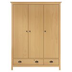 vidaXL Garde-robe à 3 portes Hill 127x50x170 cm Pin solide