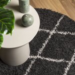 vidaXL Tapis shaggy à poils longs moderne noir et crème Ø 240 cm