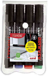 Etui de 4 marqueurs PROCKEY PM122/4 permanents Pte conique moy. 1,8 - 2,2mm Assorti UNI-BALL