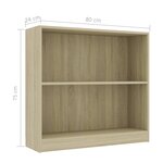 Vidaxl bibliothèque chêne sonoma 80 x 24 x 75 cm aggloméré