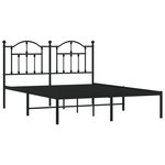 vidaXL Cadre de lit métal avec tête de lit noir 135x190 cm