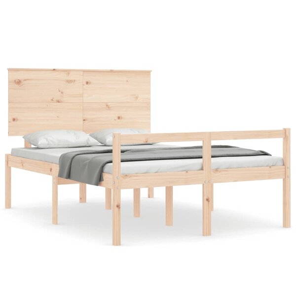 vidaXL Lit pour personne âgée et tête de lit 140x190 cm bois massif