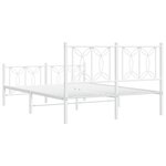 vidaXL Cadre de lit métal avec tête de lit/pied de lit blanc 135x190cm