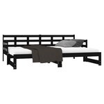 vidaXL Lit coulissant Noir Bois de pin massif 2x(90x200) cm