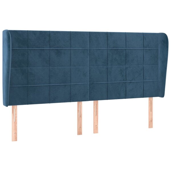 vidaXL Tête de lit avec oreilles Bleu foncé 183x23x118/128 cm Velours