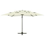 vidaXL Parasol à 4 niveaux avec mât en aluminium Sable 250x250 cm